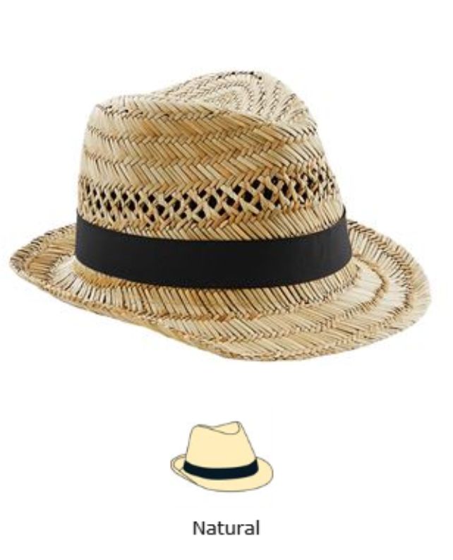 Beechfield B730 Straw Summer Trilby - Click Image to Close